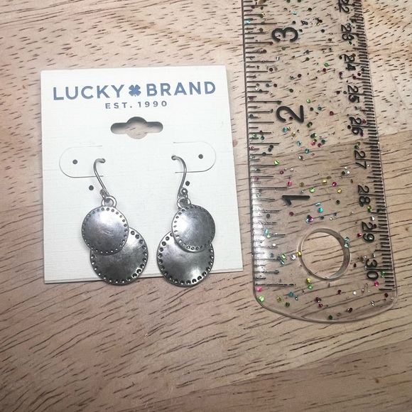 Lucky Brand Silver Tone Double Drop Circle Earrings - Picture 3 of 3